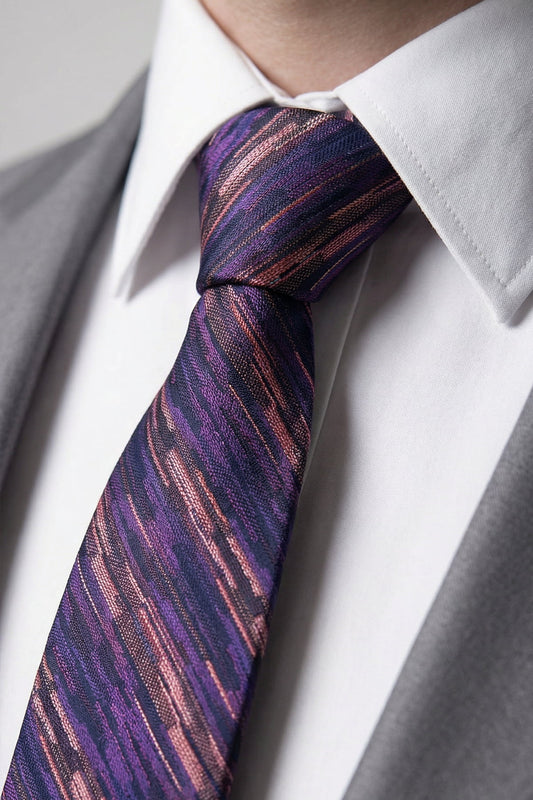 Milleniva Mor Bakır Tonlu Dokuma Kravat - Düğüm ve Kumaş Dokusu Detayı