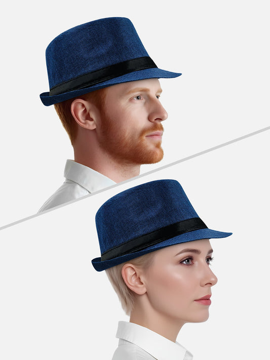 Milleniva lacivert trilby fötr şapka erkek ve kadın modelleri. Unisex yazlık şapka kombinleri, modern stil.