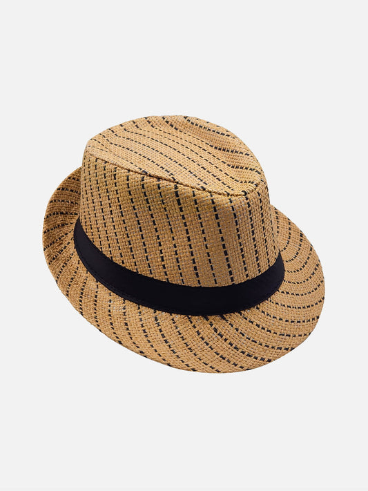 Milleniva yazlık hasır trilby şapka. Unisex günlük kullanım, moda çizgili fötr. Mükemmel yaz aksesuarı.
