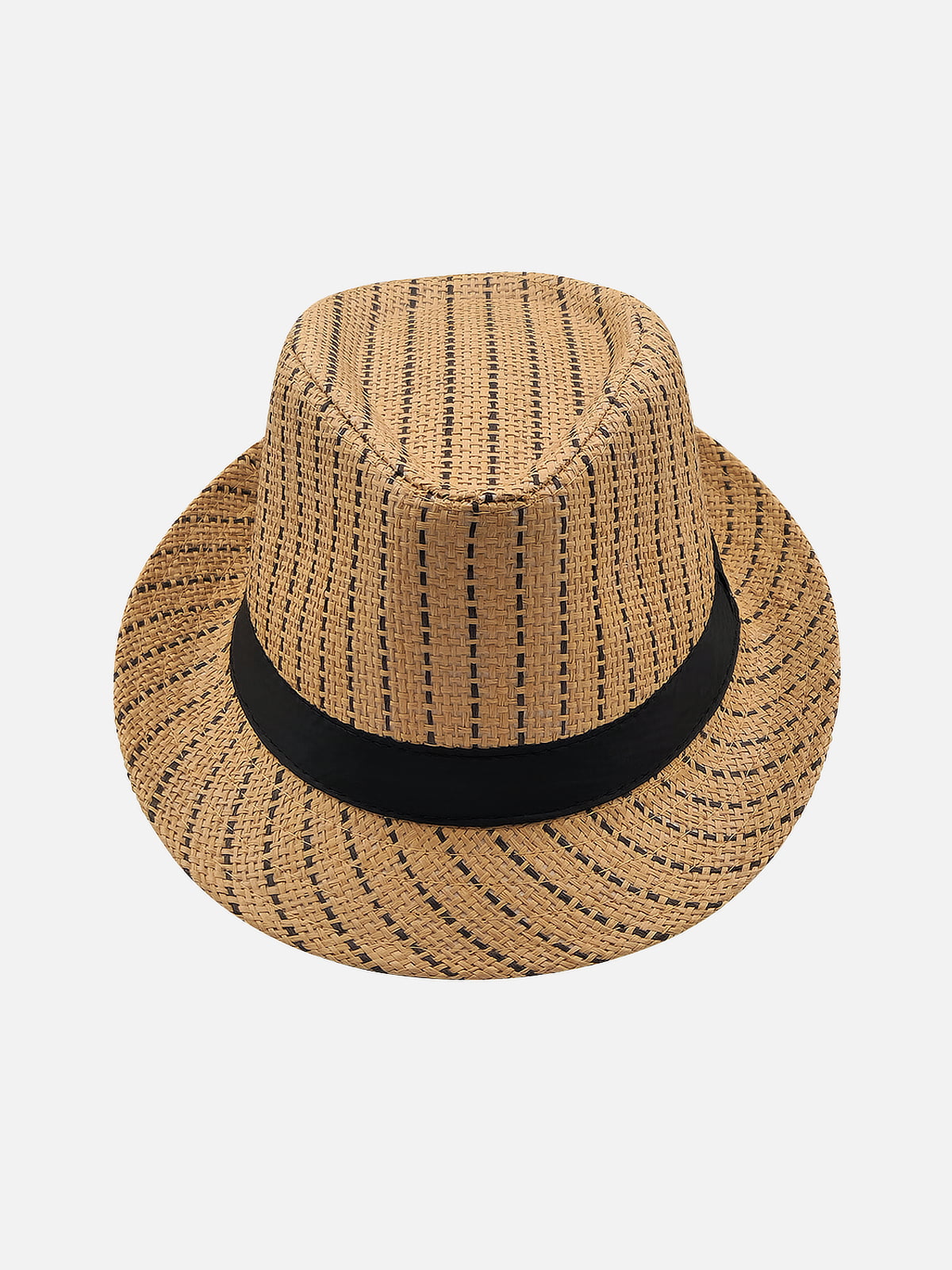 Milleniva hasır fötr trilby şapka. Çizgili unisex tasarım, yazlık günlük moda aksesuarı.
