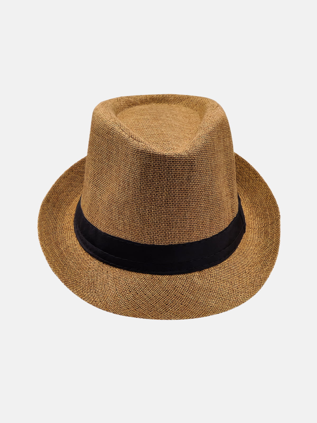 Milleniva açık kahverengi kumaş fötr şapka. Yazlık, unisex trilby modeli. Günlük kombinlerin tamamlayıcısı.