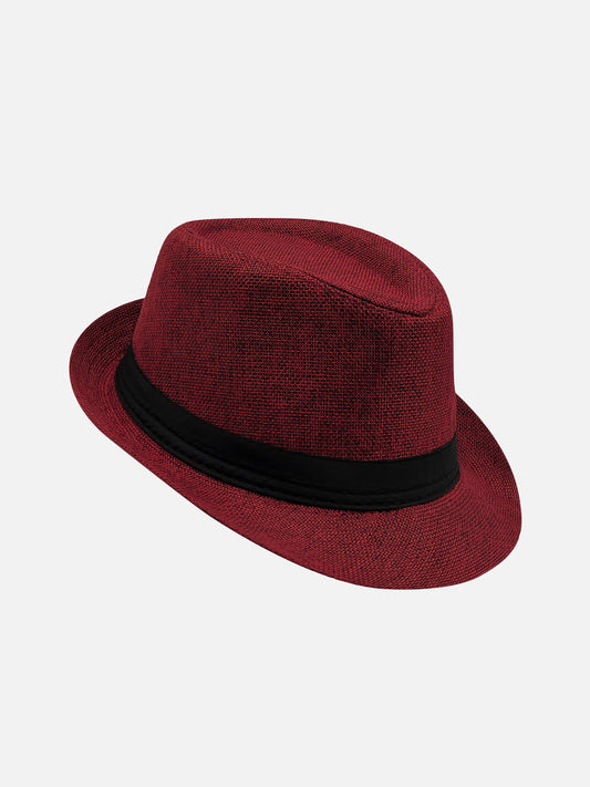 Milleniva unisex bordo fötr trilby şapka. Yazlık kumaş şapka ile günlük stilinizi tamamlayın.