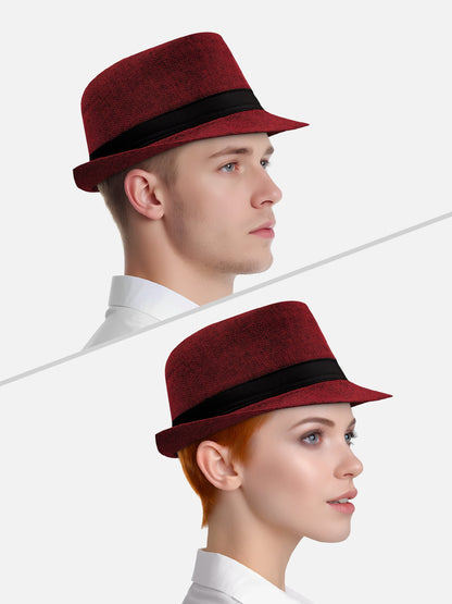 Milleniva bordo yazlık fötr şapka. Unisex kumaş trilby şapka, günlük kullanım için ideal.