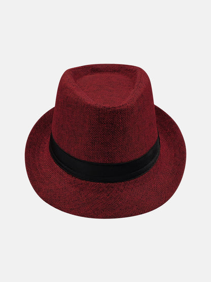 Milleniva bordo trilby şapka. Unisex yazlık fötr şapka, kumaş yapısıyla günlük kullanıma uygun.