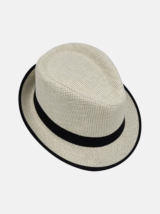 Milleniva unisex ekru hasır fötr şapka. Yazlık, günlük kullanım için ideal, hasır trilby şapka modeli.