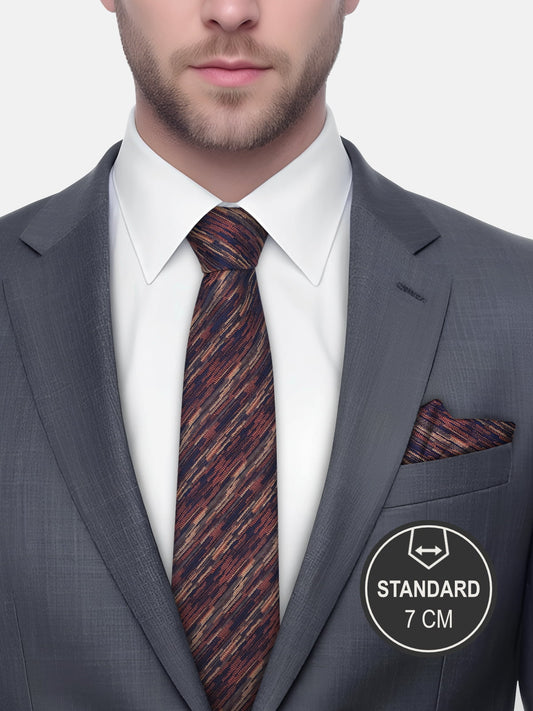 Milleniva standart 7 cm turuncu çizgili mikrofiber erkek kravat. İş, toplantı, davet için ideal.